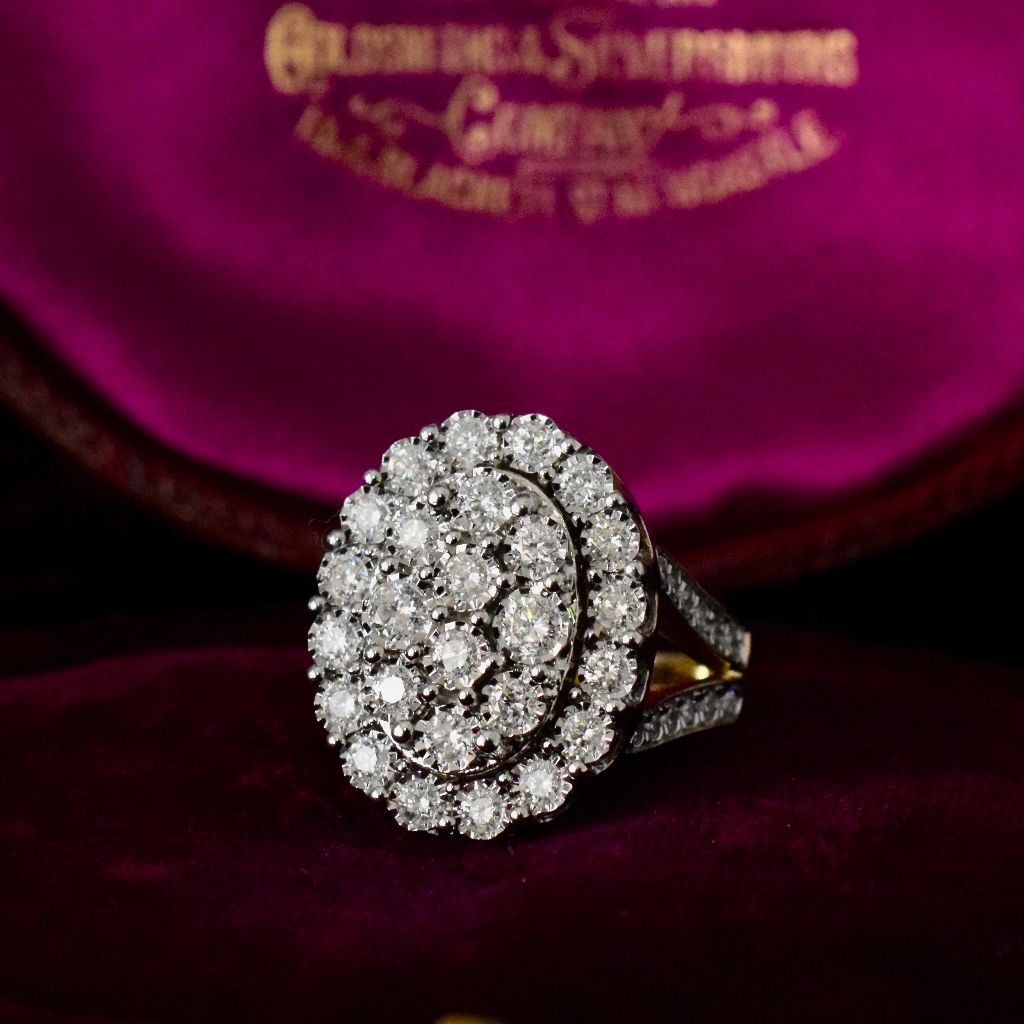 Modern 9ct Yellow Gold Diamond Cluster 1.25cts