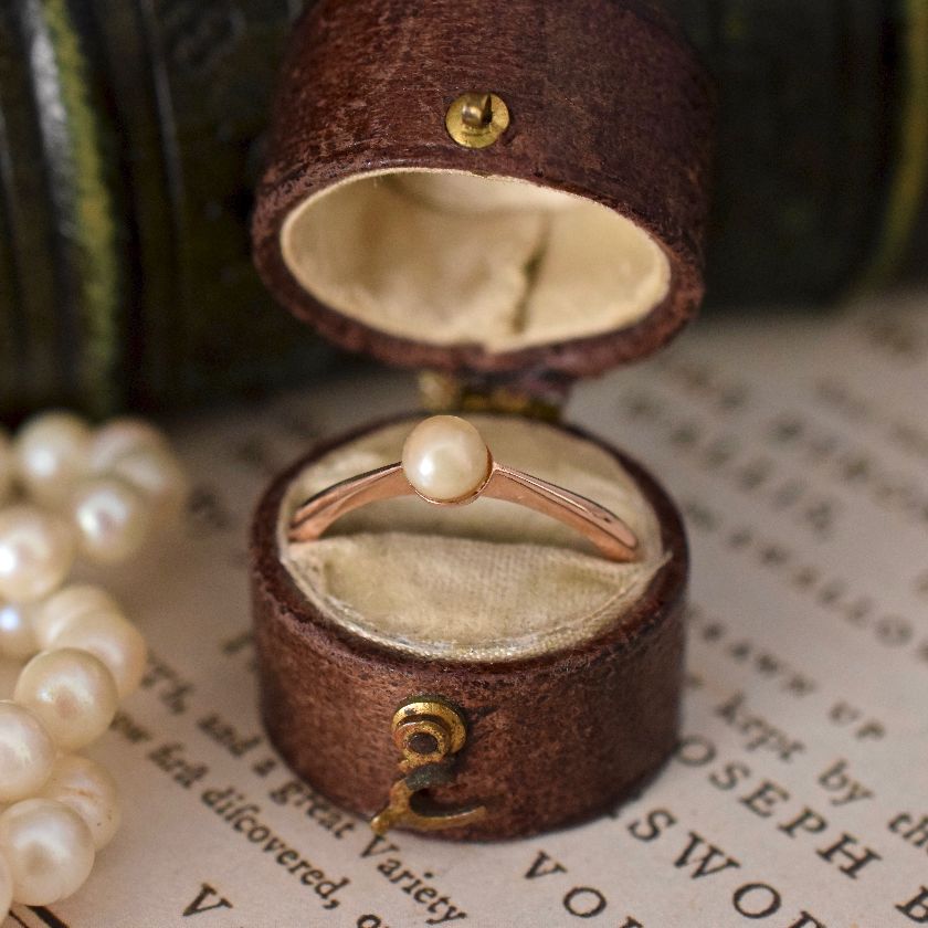Edwardian 9ct Rose Gold Pearl Ring By Joseph Lawrence Melbourne Circa 1915