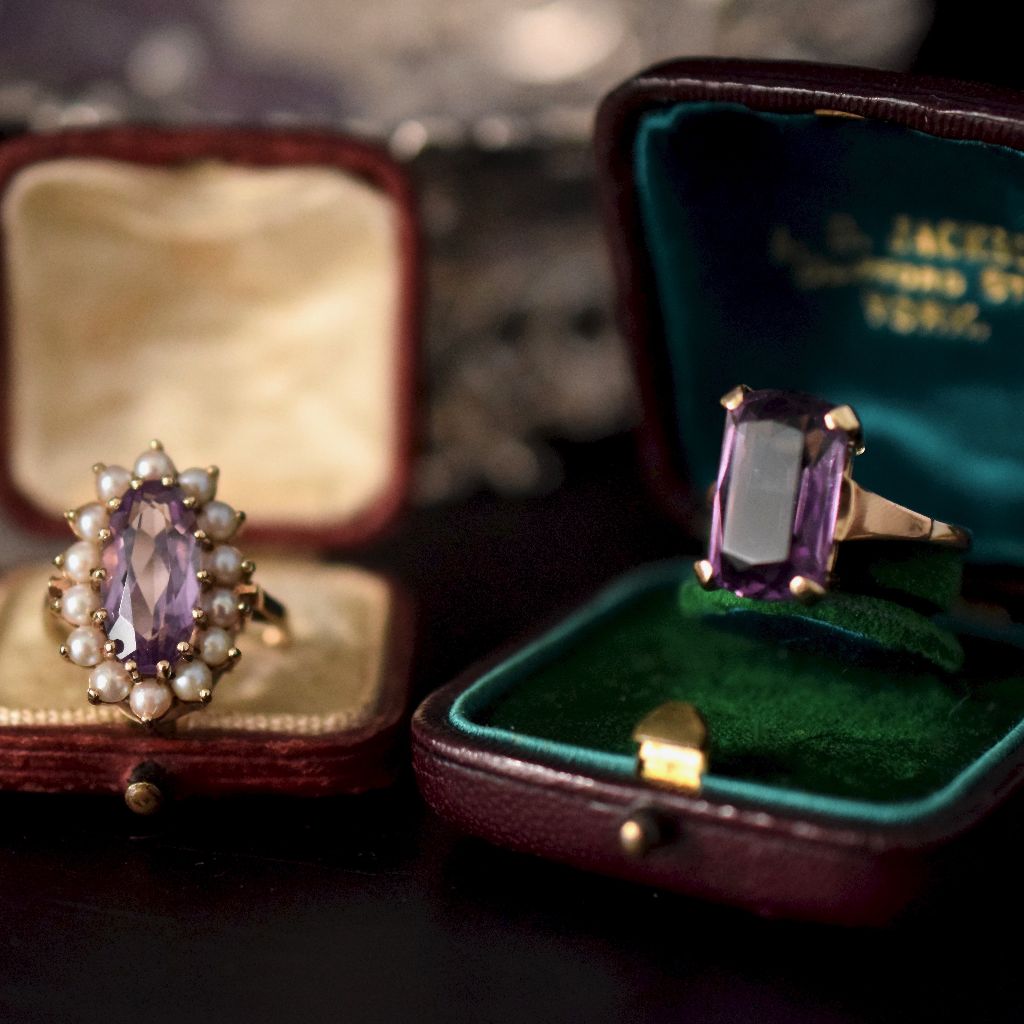 Vintage Huge 9ct Yellow Gold Natural Amethyst Ring