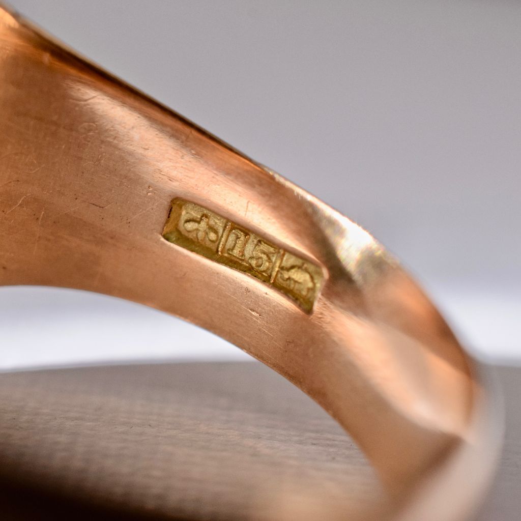 Antique Early Australian 15ct Rose Gold Bloodstone Ring by A.Benjamin and Sons Circa 1900