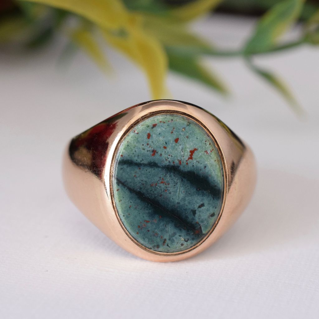 Antique Early Australian 15ct Rose Gold Bloodstone Ring by A.Benjamin and Sons Circa 1900