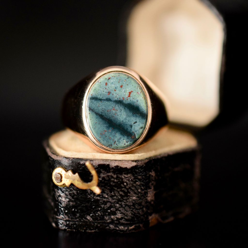 Antique Early Australian 15ct Rose Gold Bloodstone Ring by A.Benjamin and Sons Circa 1900