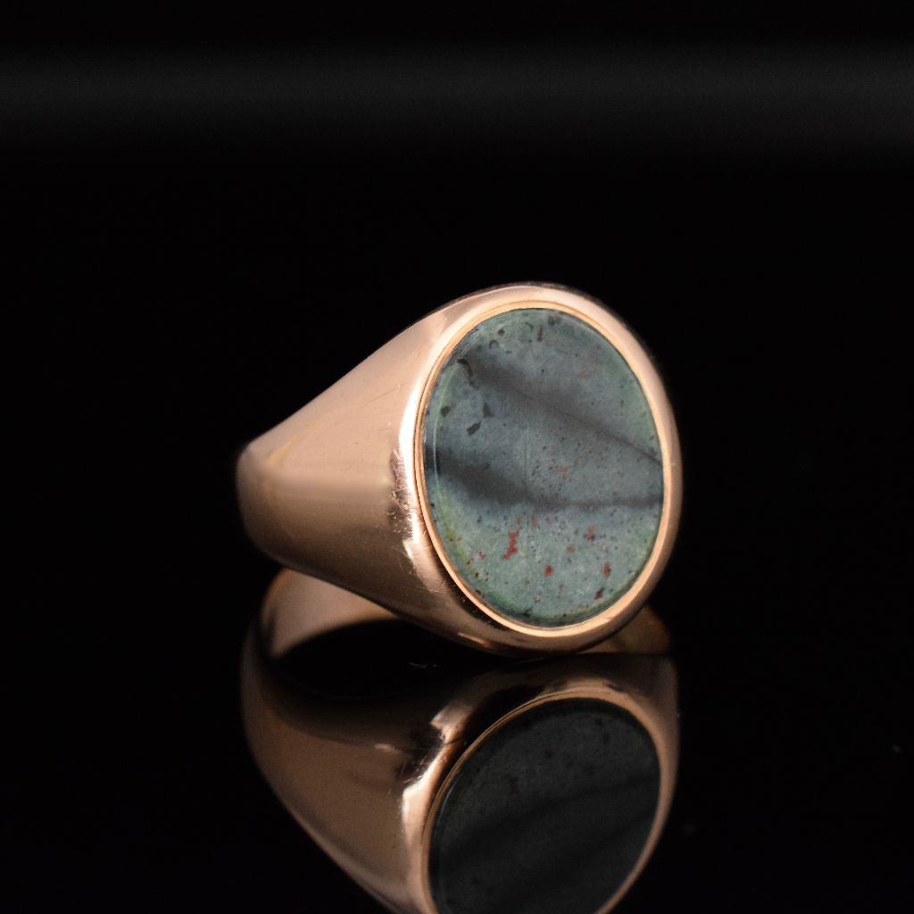 Antique Early Australian 15ct Rose Gold Bloodstone Ring by A.Benjamin and Sons Circa 1900