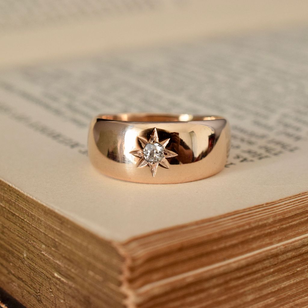 Antique Early Australian 18ct Rose Gold Diamond ‘Gypsy’ Ring