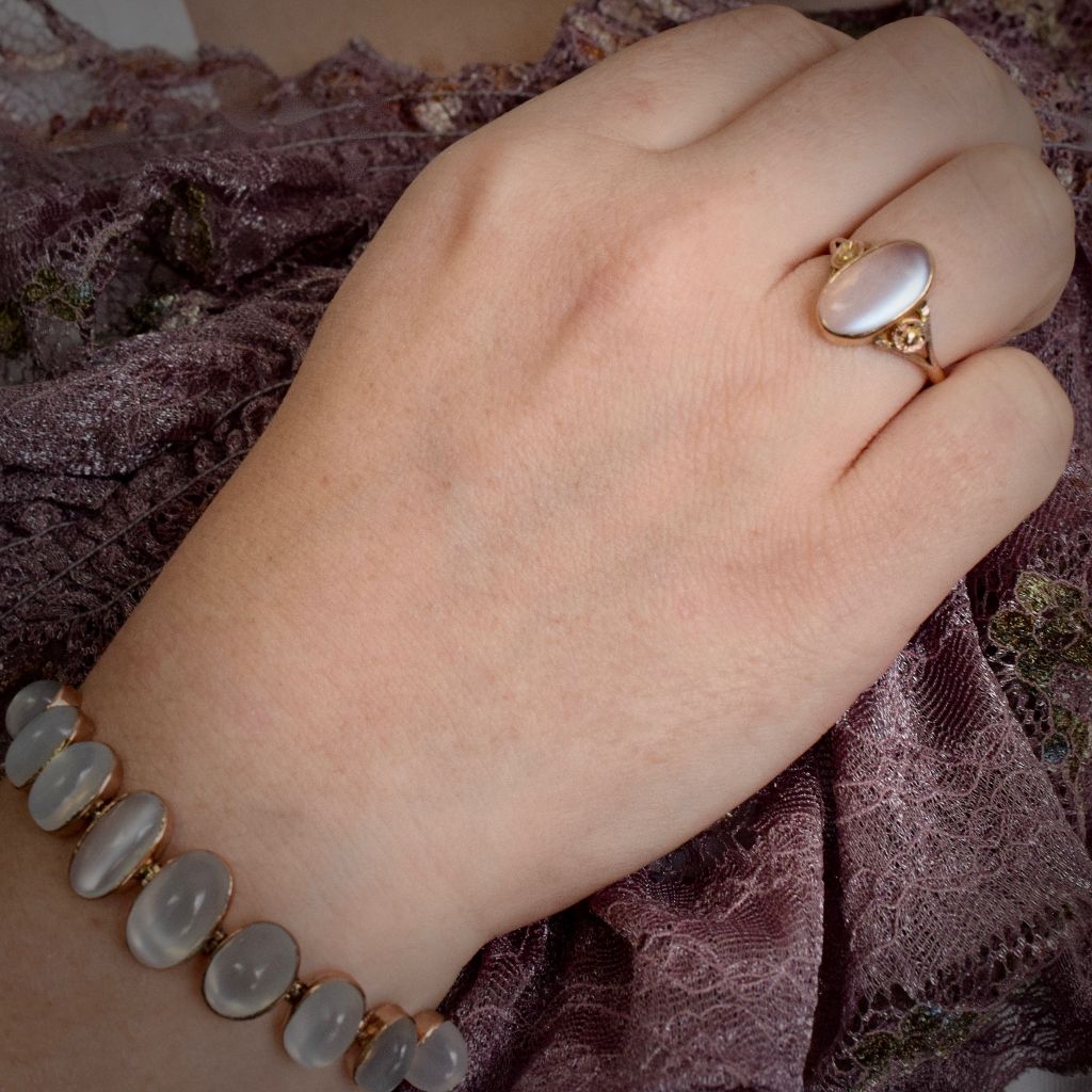 Antique Edwardian/Art Deco 9ct Rose Gold Moonstone Ring