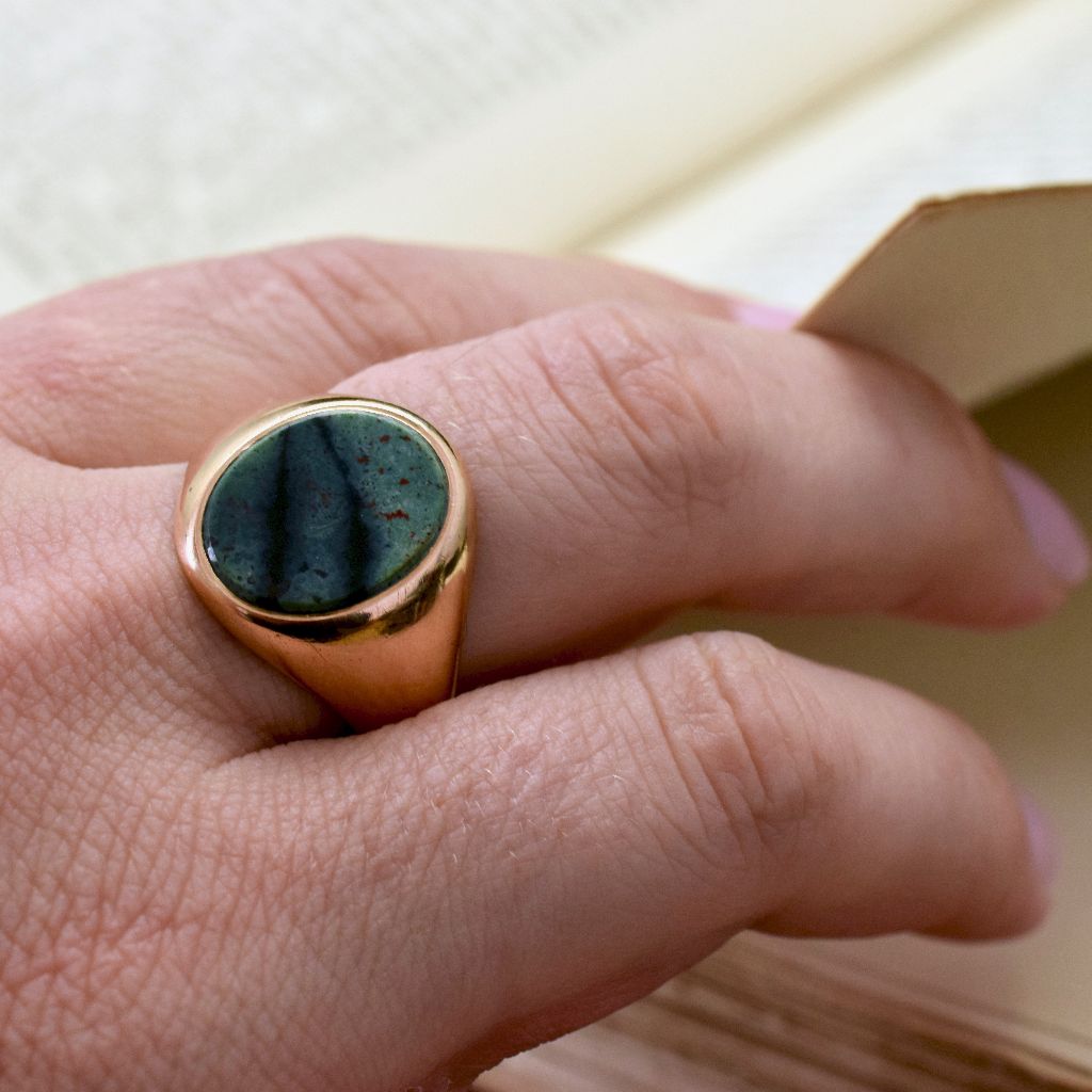 Antique Early Australian 15ct Rose Gold Bloodstone Ring by A.Benjamin and Sons Circa 1900