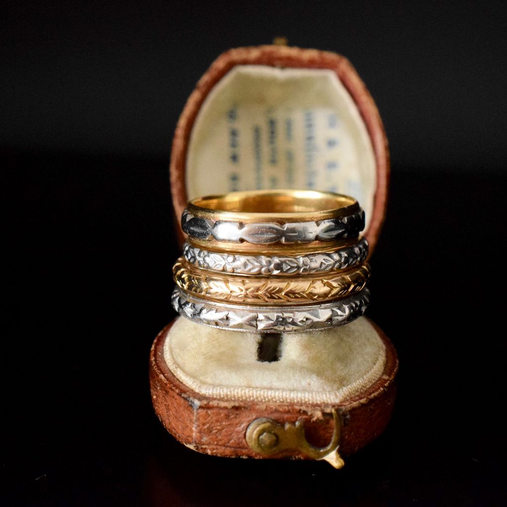 Antique/Vintage 18ct White Gold Floral Band Circa 1940