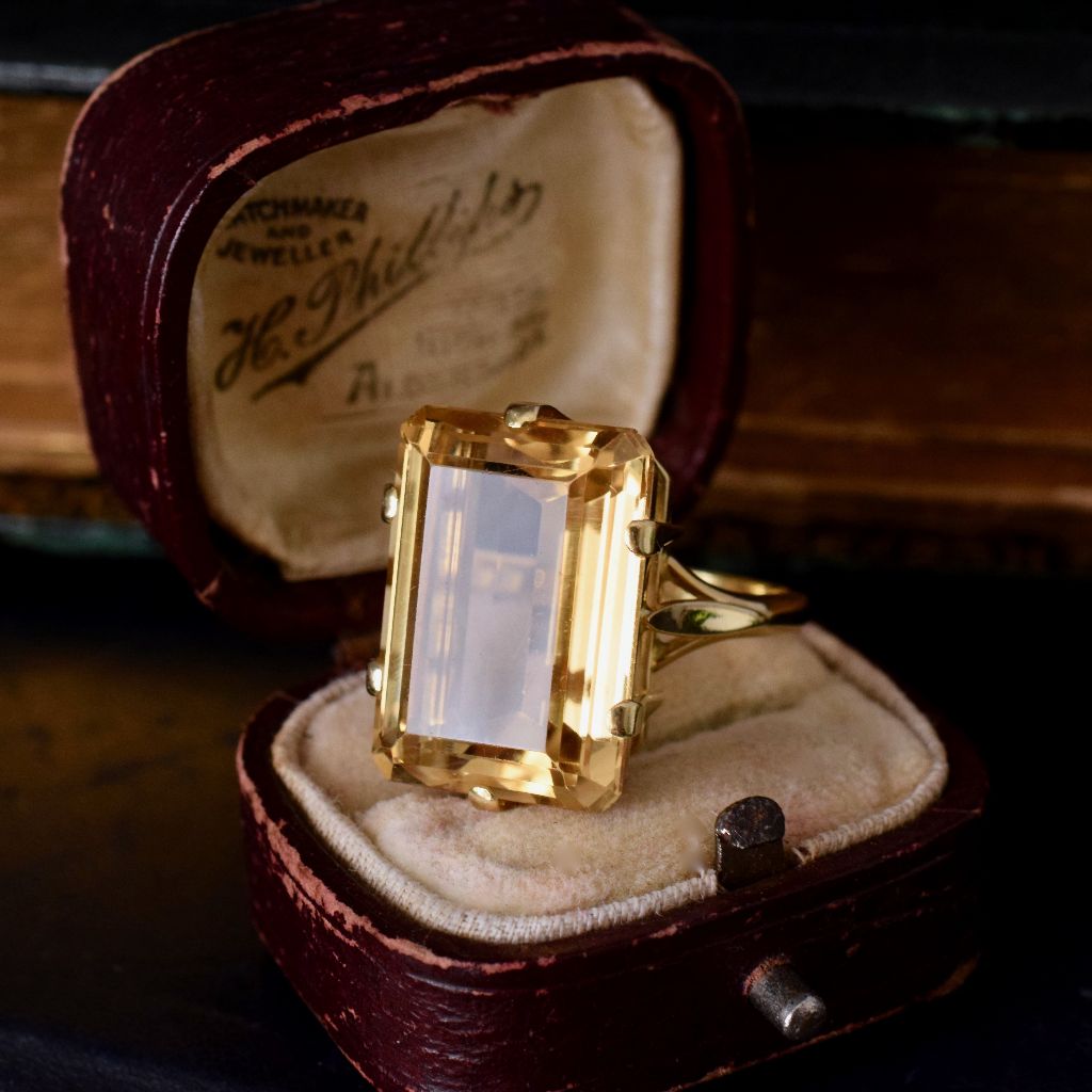 Vintage 18ct Yellow Gold Rectangular-Cut Citrine 20cts