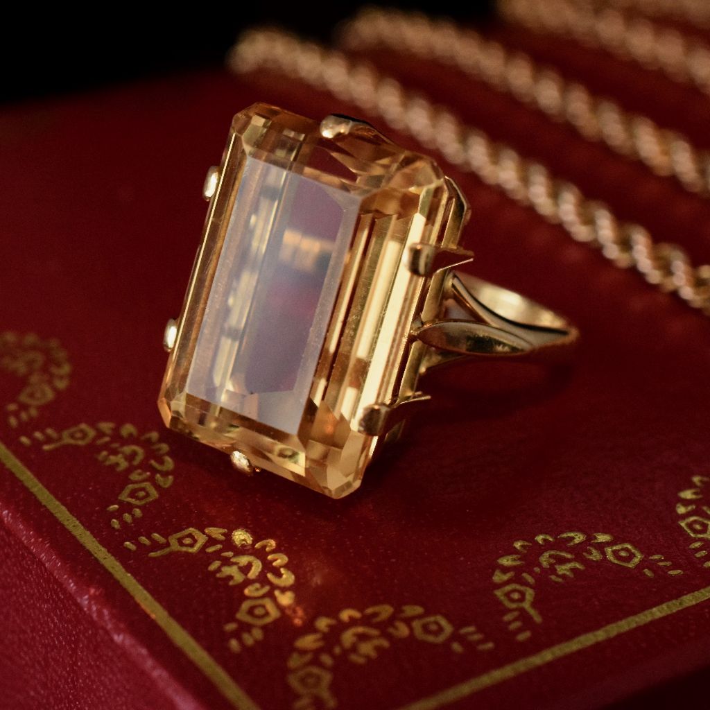 Vintage 18ct Yellow Gold Rectangular-Cut Citrine 20cts