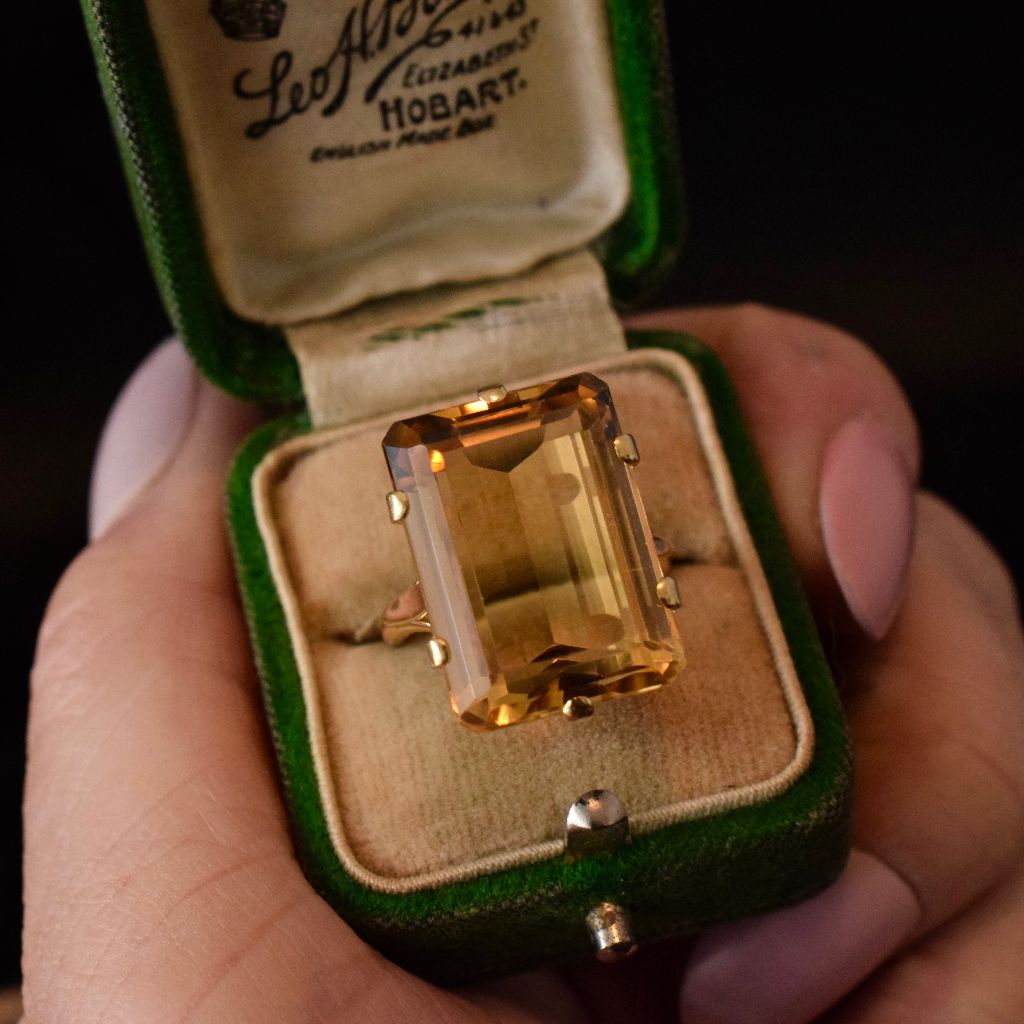 Vintage 18ct Yellow Gold Rectangular-Cut Citrine 20cts