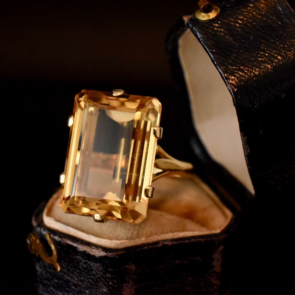 Vintage 18ct Yellow Gold Rectangular-Cut Citrine 20cts