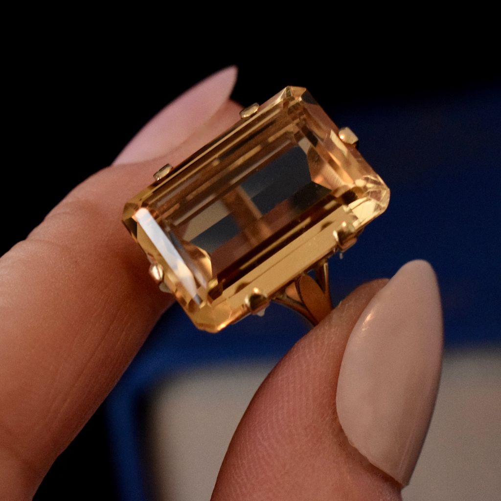 Vintage 18ct Yellow Gold Rectangular-Cut Citrine 20cts