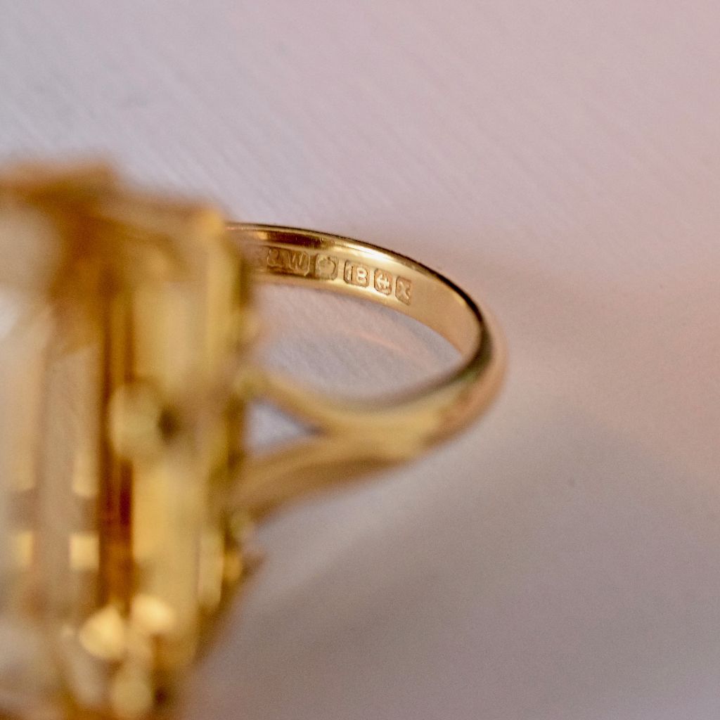 Vintage 18ct Yellow Gold Rectangular-Cut Citrine 20cts