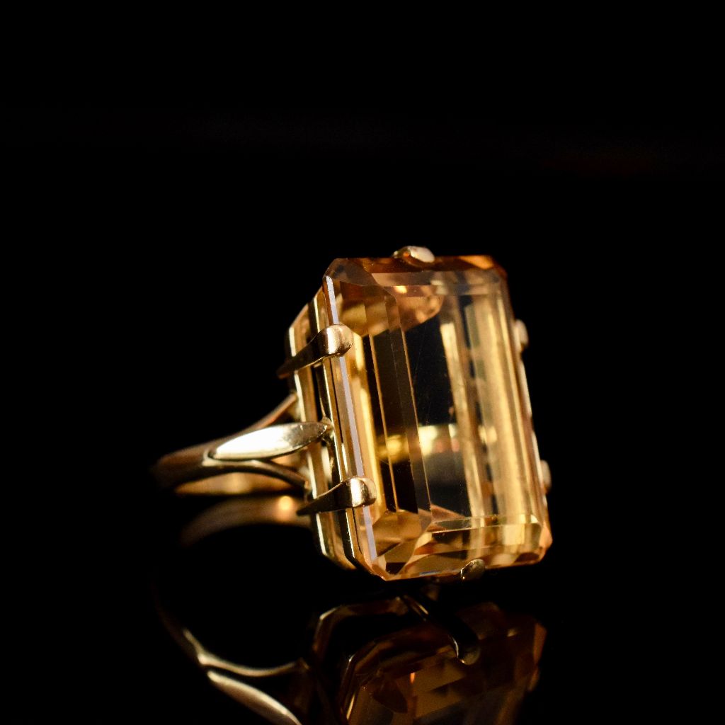 Vintage 18ct Yellow Gold Rectangular-Cut Citrine 20cts