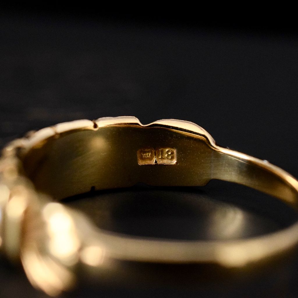 Victorian 18ct Yellow Gold Half Hoop Pearl Ring 1900