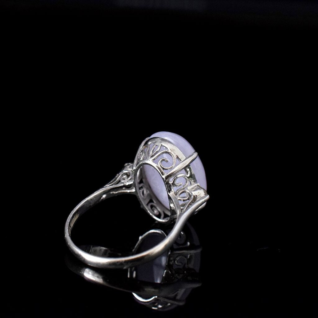 Vintage Platinum Lavender Jadeite Diamond Ring