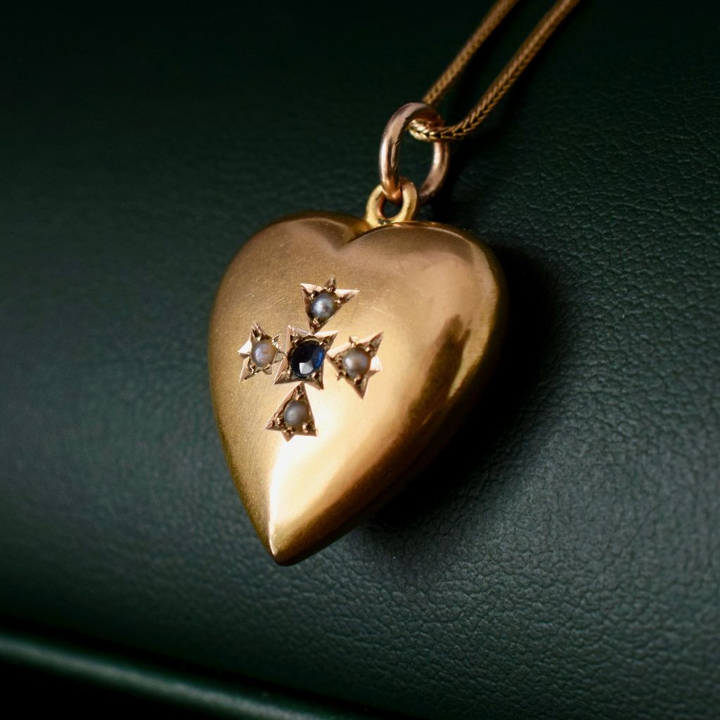 Antique 9ct Yellow Gold Heart Pendant by Willis and Sons Circa 1900
