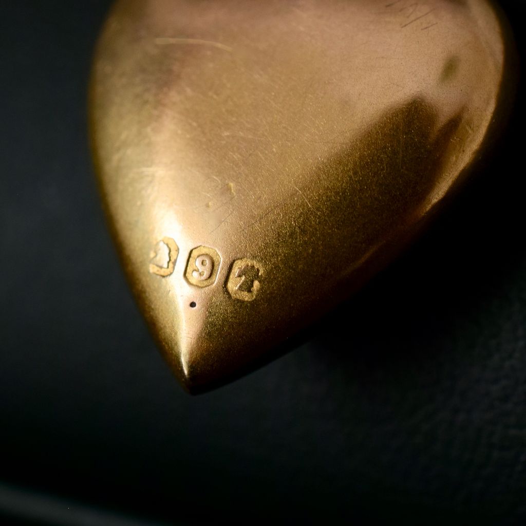 Antique 9ct Yellow Gold Heart Pendant by Willis and Sons Circa 1900