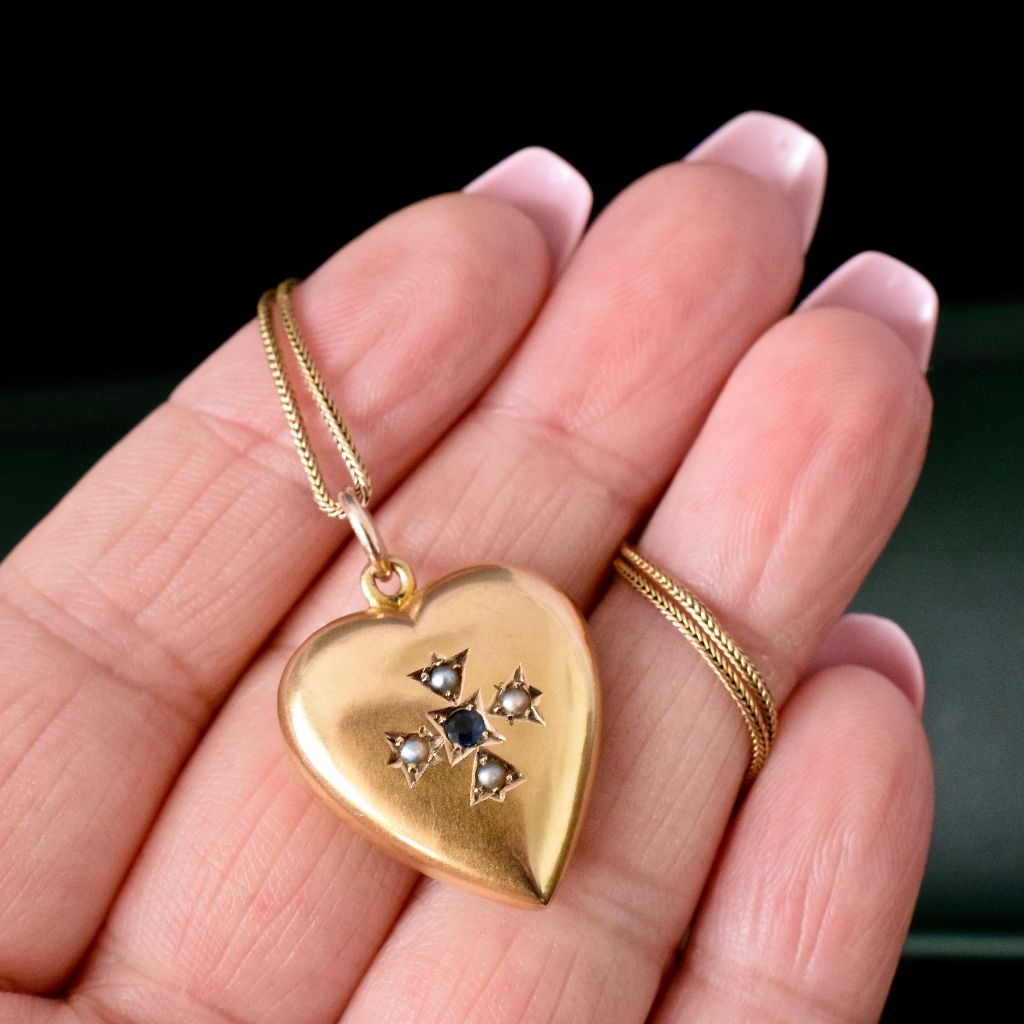 Antique 9ct Yellow Gold Heart Pendant by Willis and Sons Circa 1900