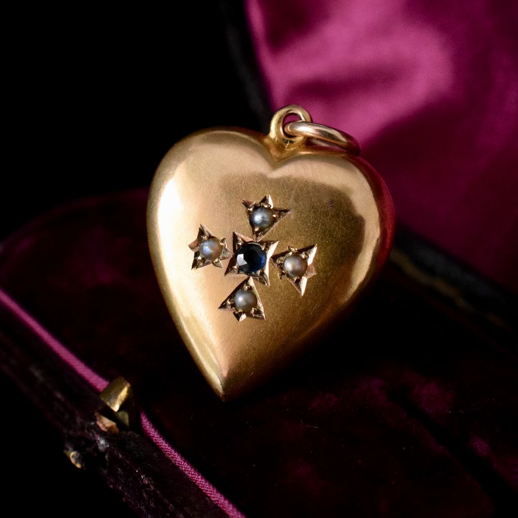 Antique 9ct Yellow Gold Heart Pendant by Willis and Sons Circa 1900