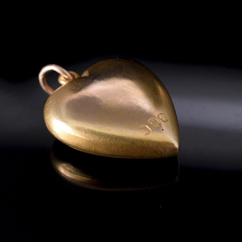 Antique 9ct Yellow Gold Heart Pendant by Willis and Sons Circa 1900