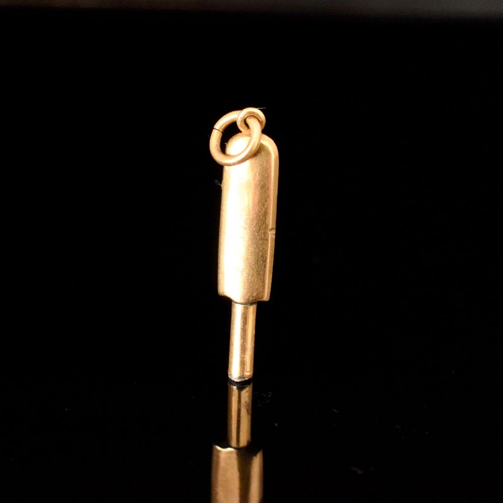 Antique 9ct Yellow Gold Novelty ‘Cricket Bat’ Watch Key Winder Circa 1870