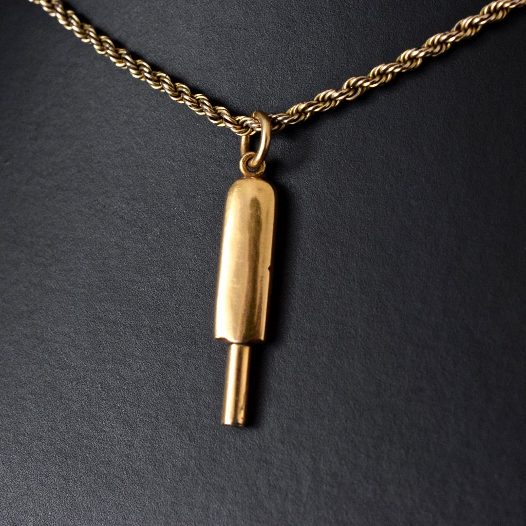 Antique 9ct Yellow Gold Novelty ‘Cricket Bat’ Watch Key Winder Circa 1870