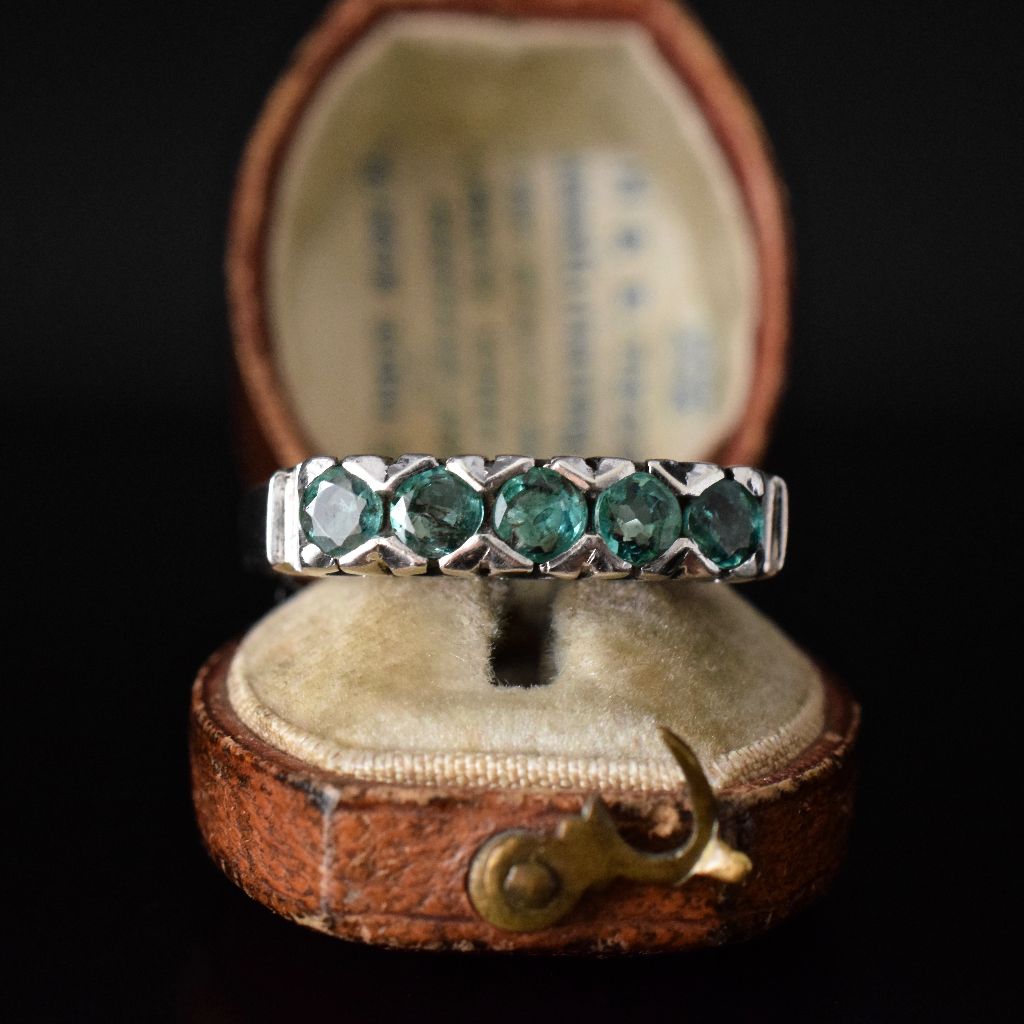 Vintage Green Tourmaline Sterling Silver Ring