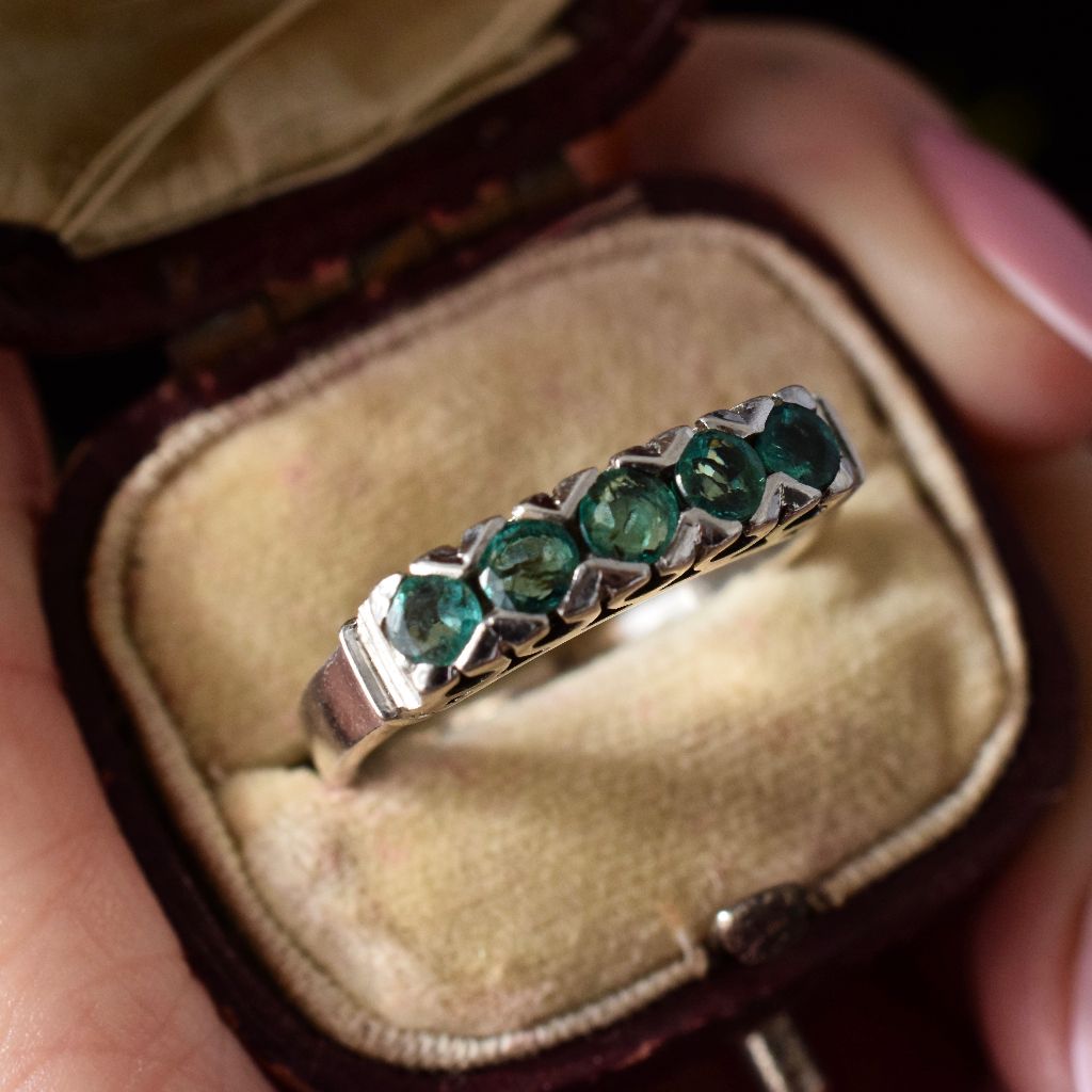 Vintage Green Tourmaline Sterling Silver Ring