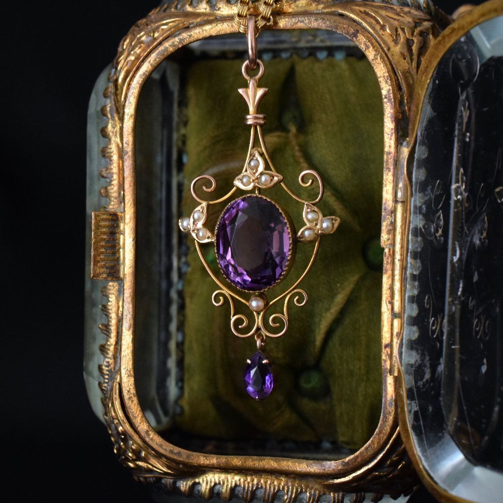 Antique Victorian/Early Edwardian 9ct Amethyst Lavaliere