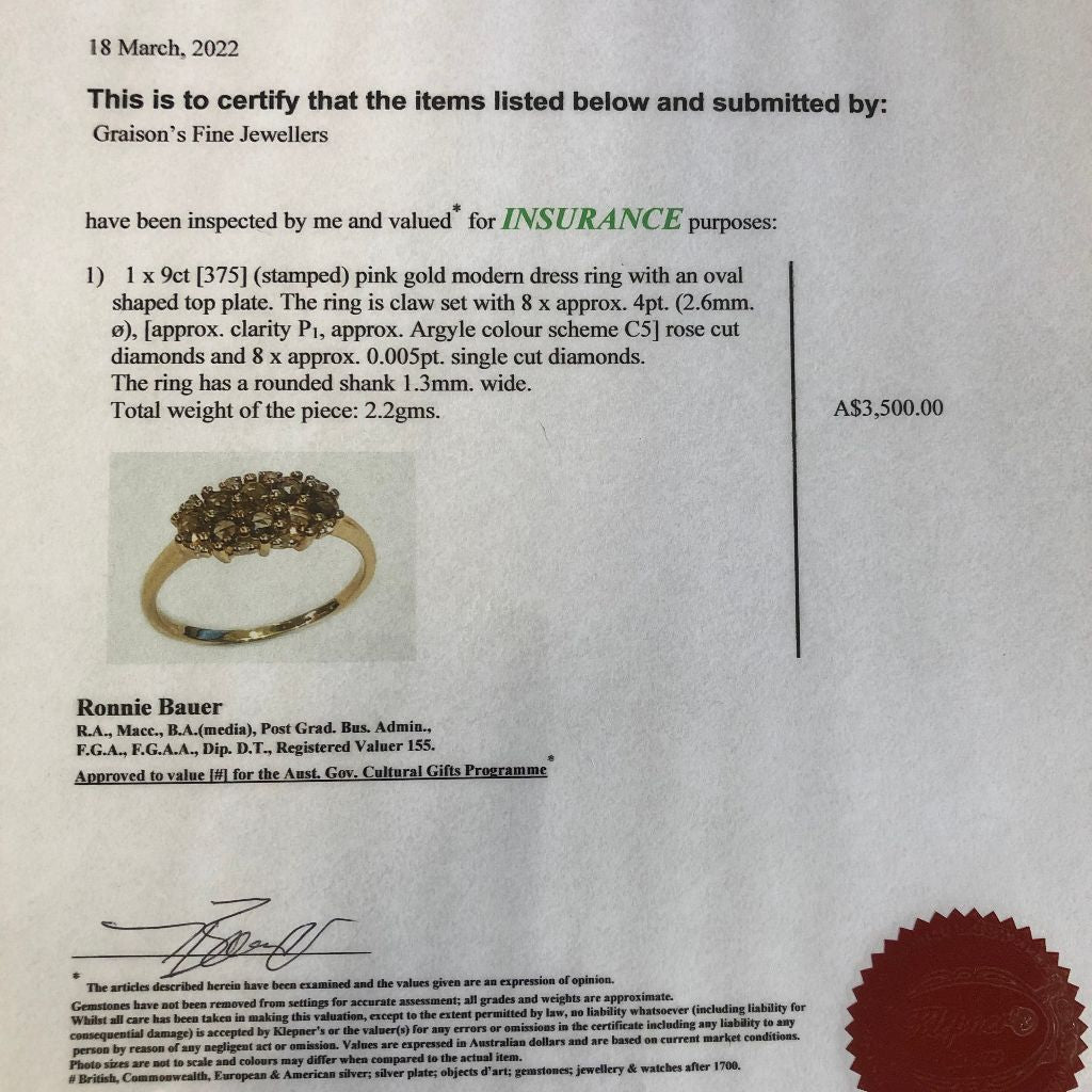 Modern 9ct Gold Champagne And White Diamond Ring (Independent Valuation Included In Purchase For - $3,500)