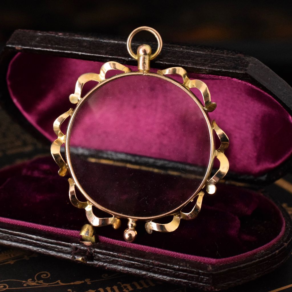 Antique Edwardian 9ct Yellow Gold Double Sided Photo Locket