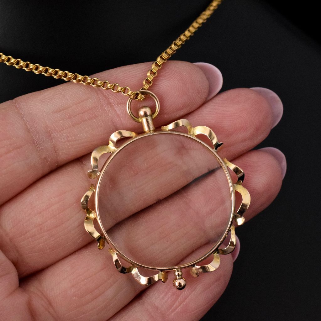 Antique Edwardian 9ct Yellow Gold Double Sided Photo Locket