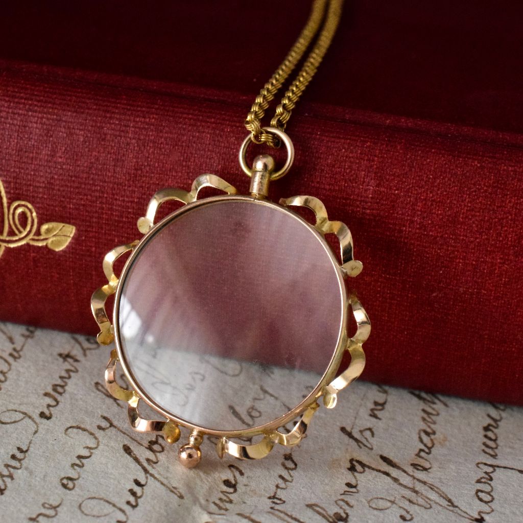 Antique Edwardian 9ct Yellow Gold Double Sided Photo Locket