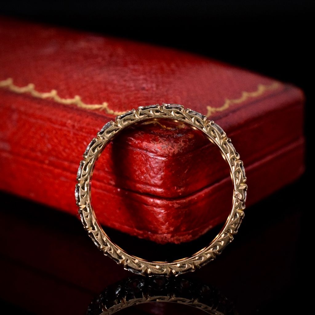 Vintage 9ct Yellow Gold White Sapphire Full Hoop Eternity Ring 1962