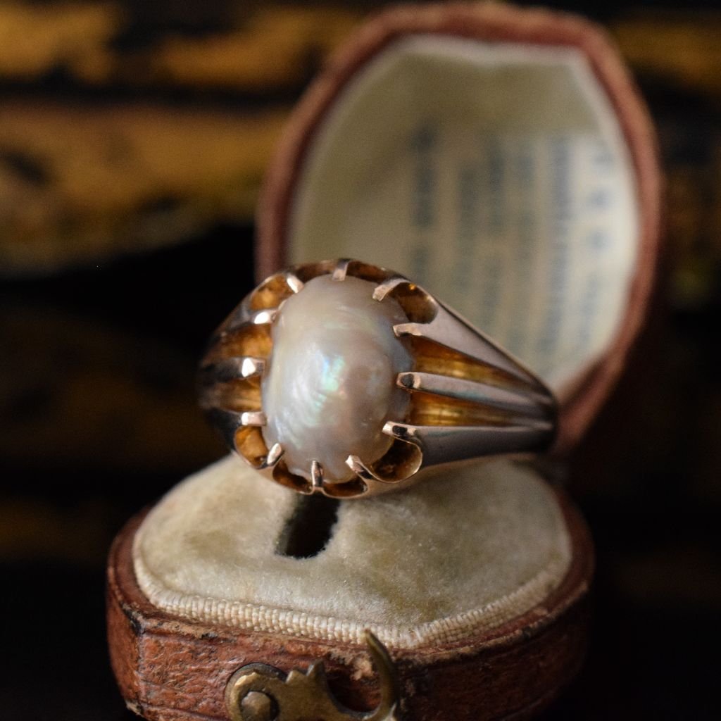Antique 9ct Natural Pearl Ring by Carl Moller circa 1890’s