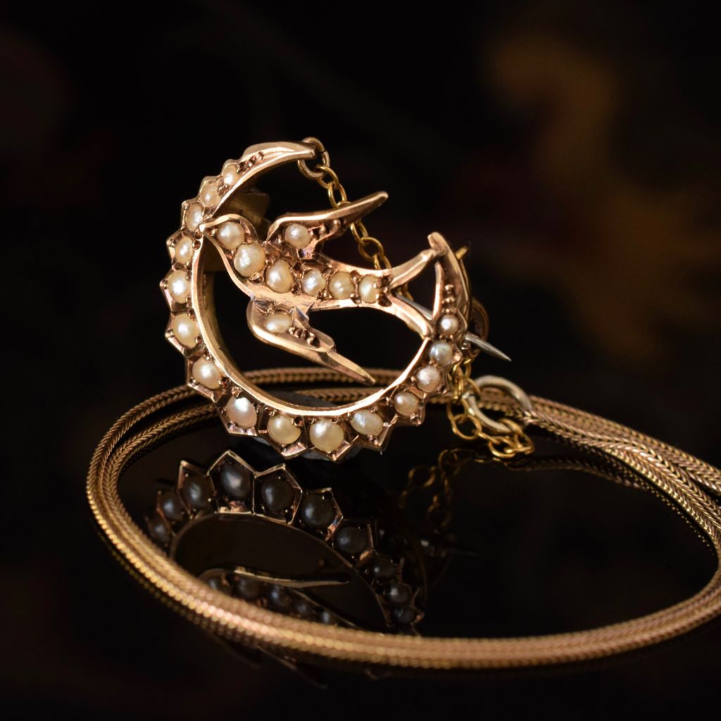 Antique Australian 15ct Gold Seed Pearl Pendant/Brooch By Willis and Sons Circa 1900