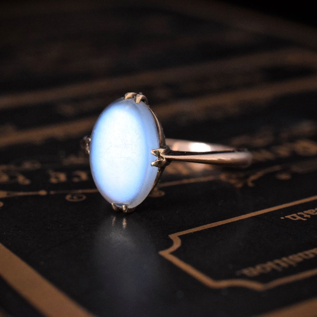 Antique Edwardian 9ct Rose Gold Moonstone Ring