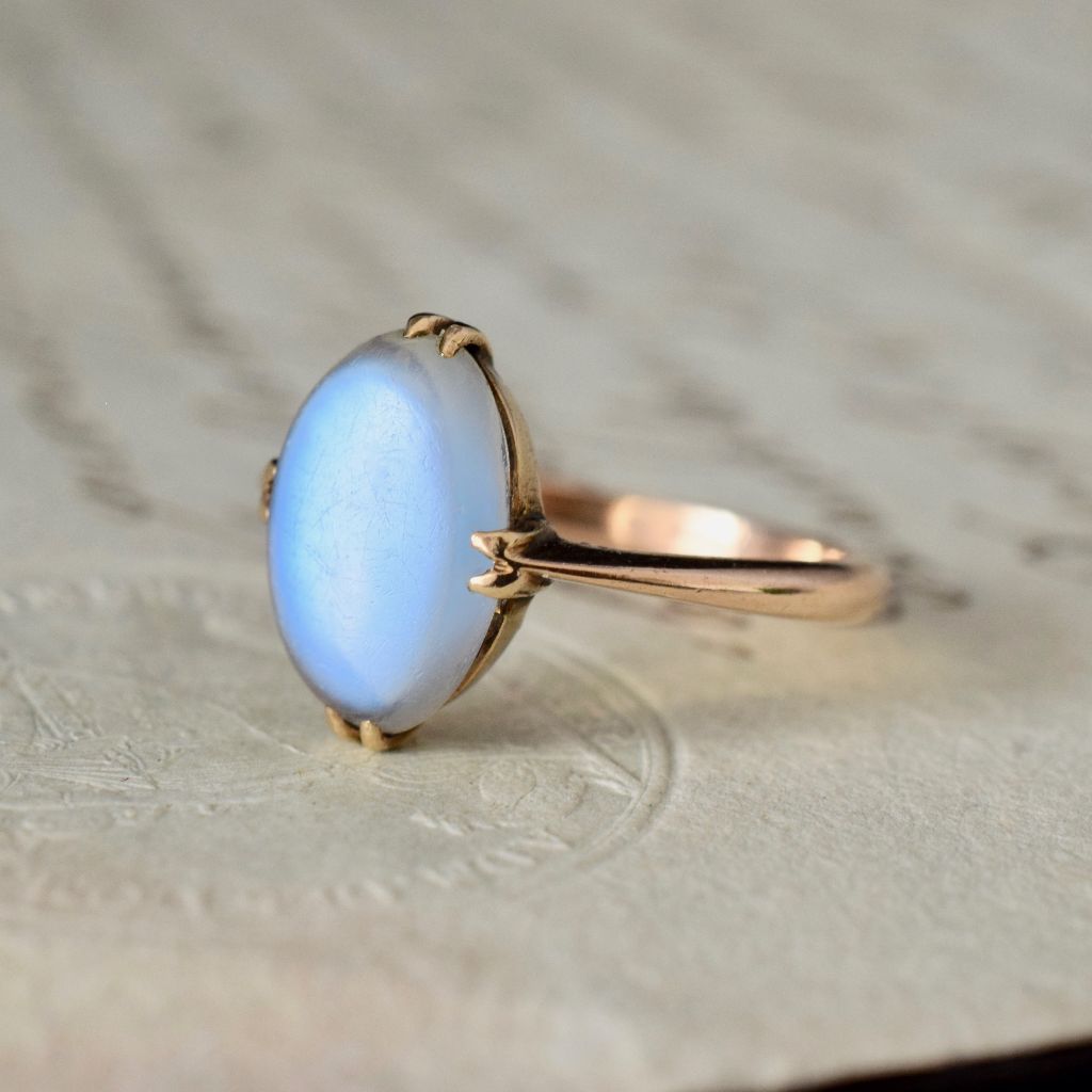 Antique Edwardian 9ct Rose Gold Moonstone Ring