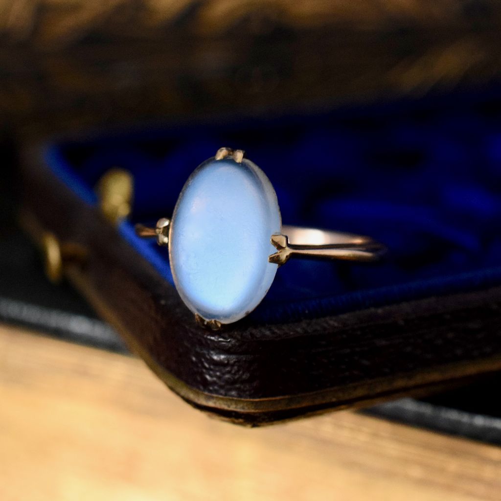 Antique Edwardian 9ct Rose Gold Moonstone Ring