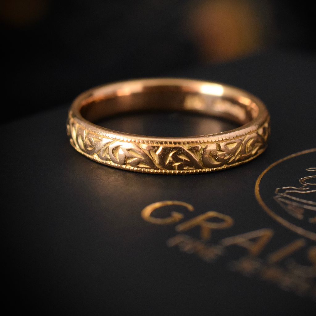Superb 22ct Yellow Gold Patterned Band/Wedder Dated 1939
