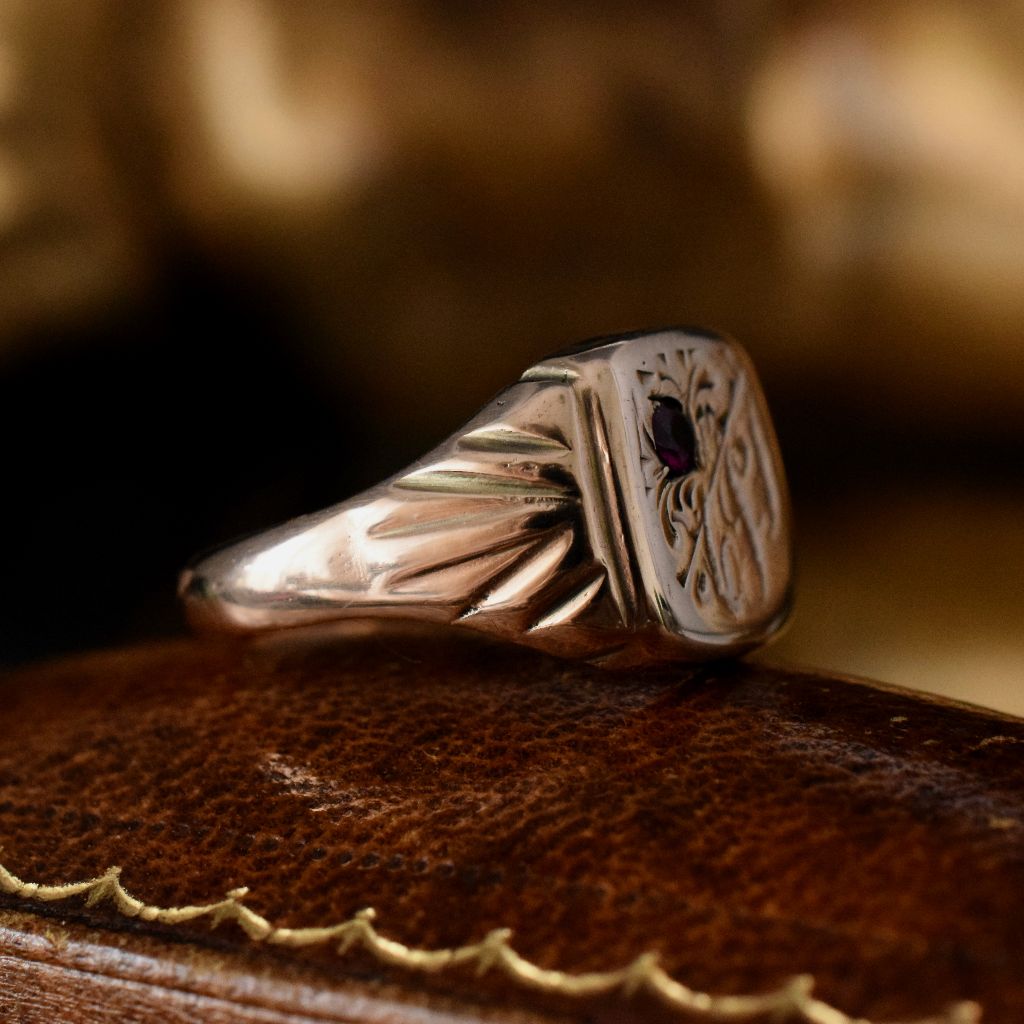 Charming 9ct Rose Gold Signet Ring Australian ‘Elite’ circa 1950