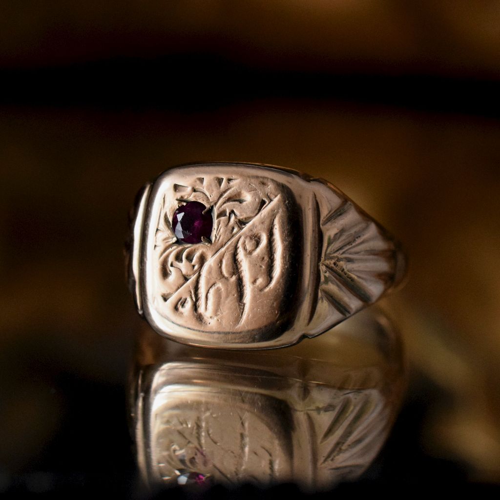 Charming 9ct Rose Gold Signet Ring Australian ‘Elite’ circa 1950