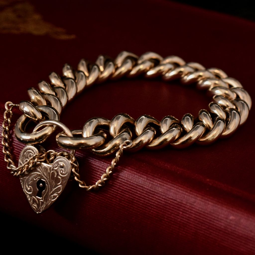 Vintage Heavy 9ct Yellow Gold 44.98 Grams Curb-link Bracelet