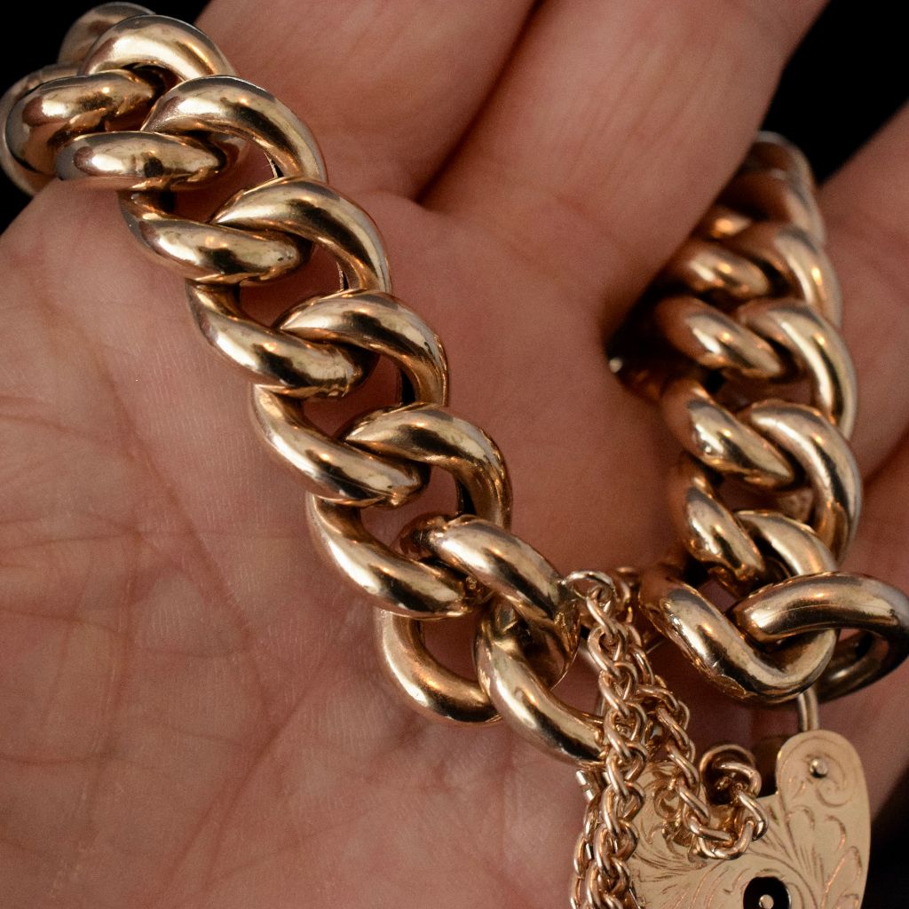 Vintage Heavy 9ct Yellow Gold 44.98 Grams Curb-link Bracelet