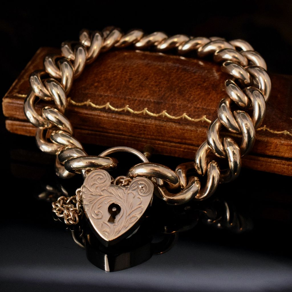 Vintage Heavy 9ct Yellow Gold 44.98 Grams Curb-link Bracelet