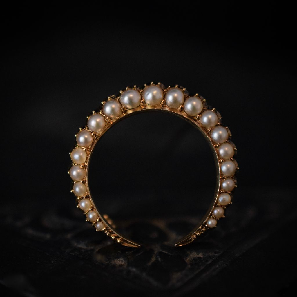 Antique 18ct Yellow Gold ‘Celestial’ Crescent Brooch Circa 1900