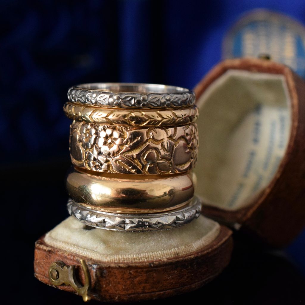 Antique 9ct Rose Gold Floral Engraved Ring by Robert Pringle & Sons Dated 1916