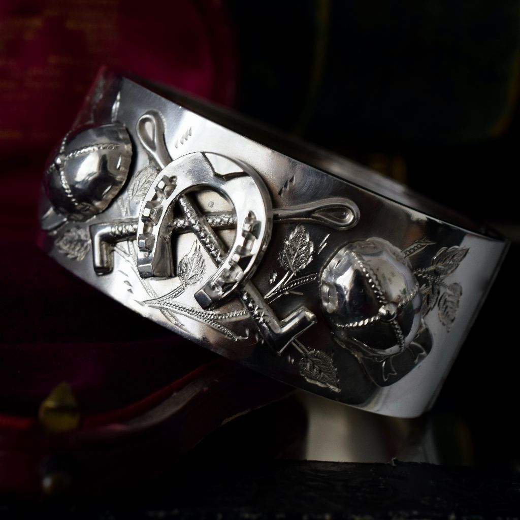 Victorian Sterling Silver ‘Equestrian’ Bangle London 1865
