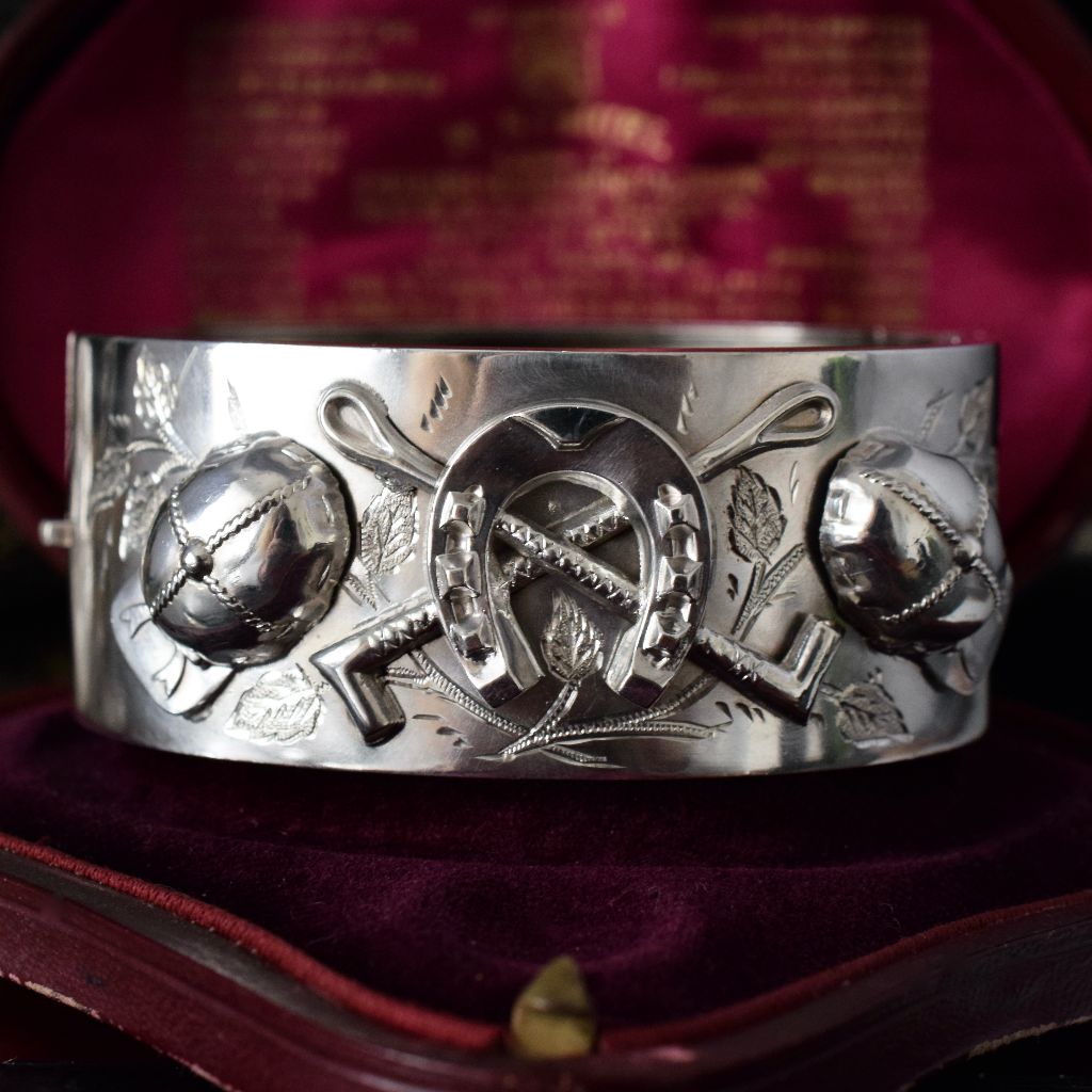 Victorian Sterling Silver ‘Equestrian’ Bangle London 1865